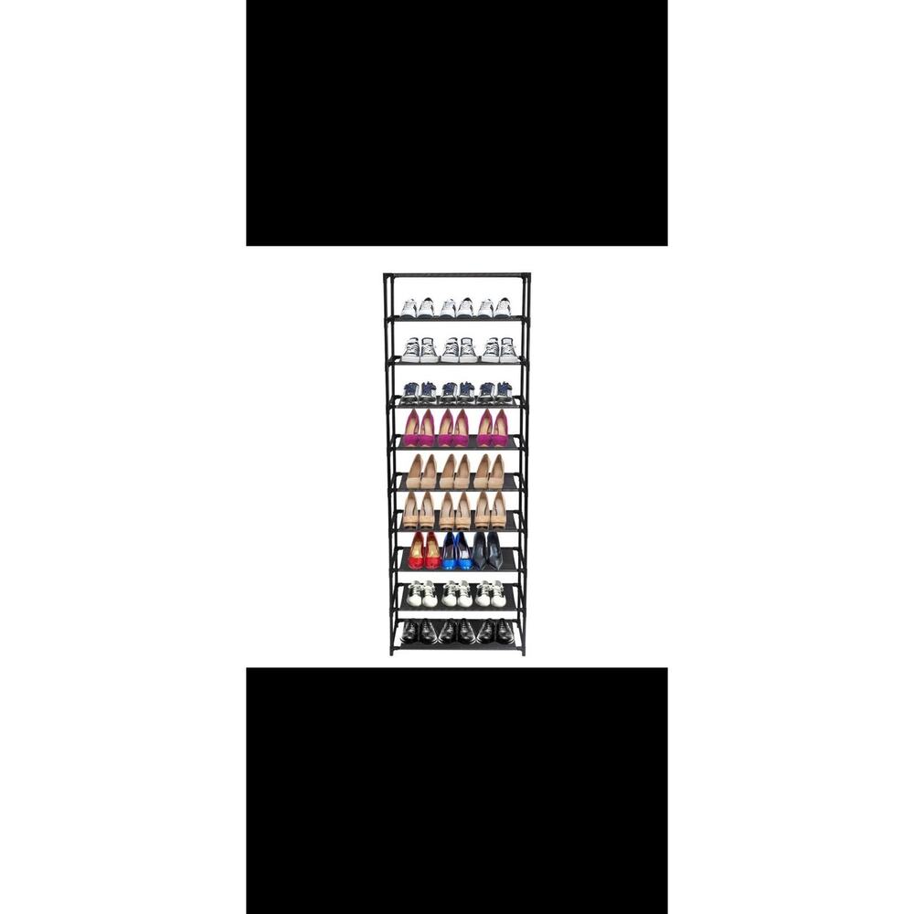 10-Tier Shoe Rack Organizer Space Saving Adjustable Entryway Storage Metal Frame